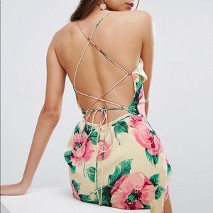 ASOS Floral Plunge Strap Back Maxi Dress